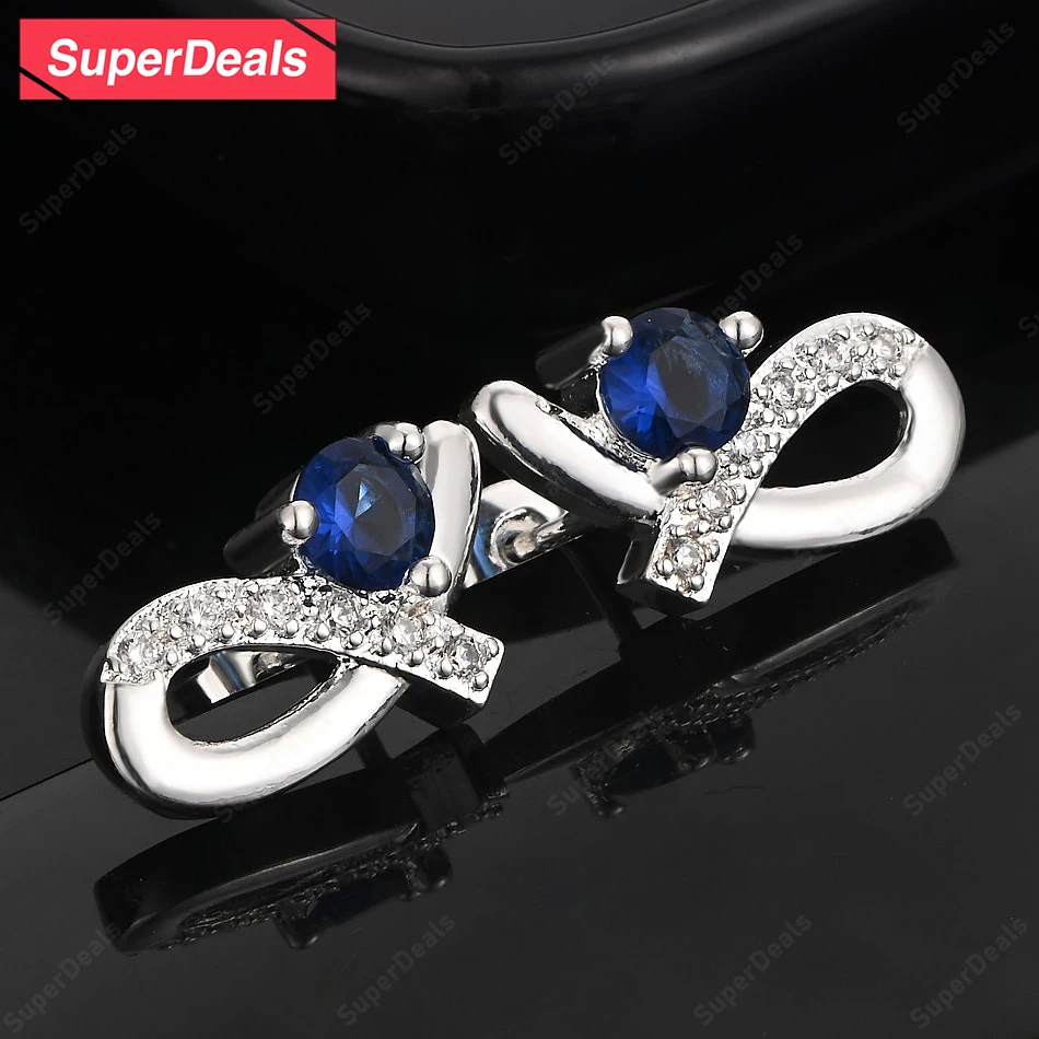 

SuperDeals 925 Sterling Silver Blue Zircon Stud Earring Women Banquet Party Wedding Design Luxury Jewelry Fashion Elegant Gift