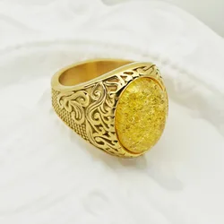 Stainless steel Cool Unique Black full color Stone Ring Titanium Steel Retro Old Totem Jewelry For Man Factory Price Sale