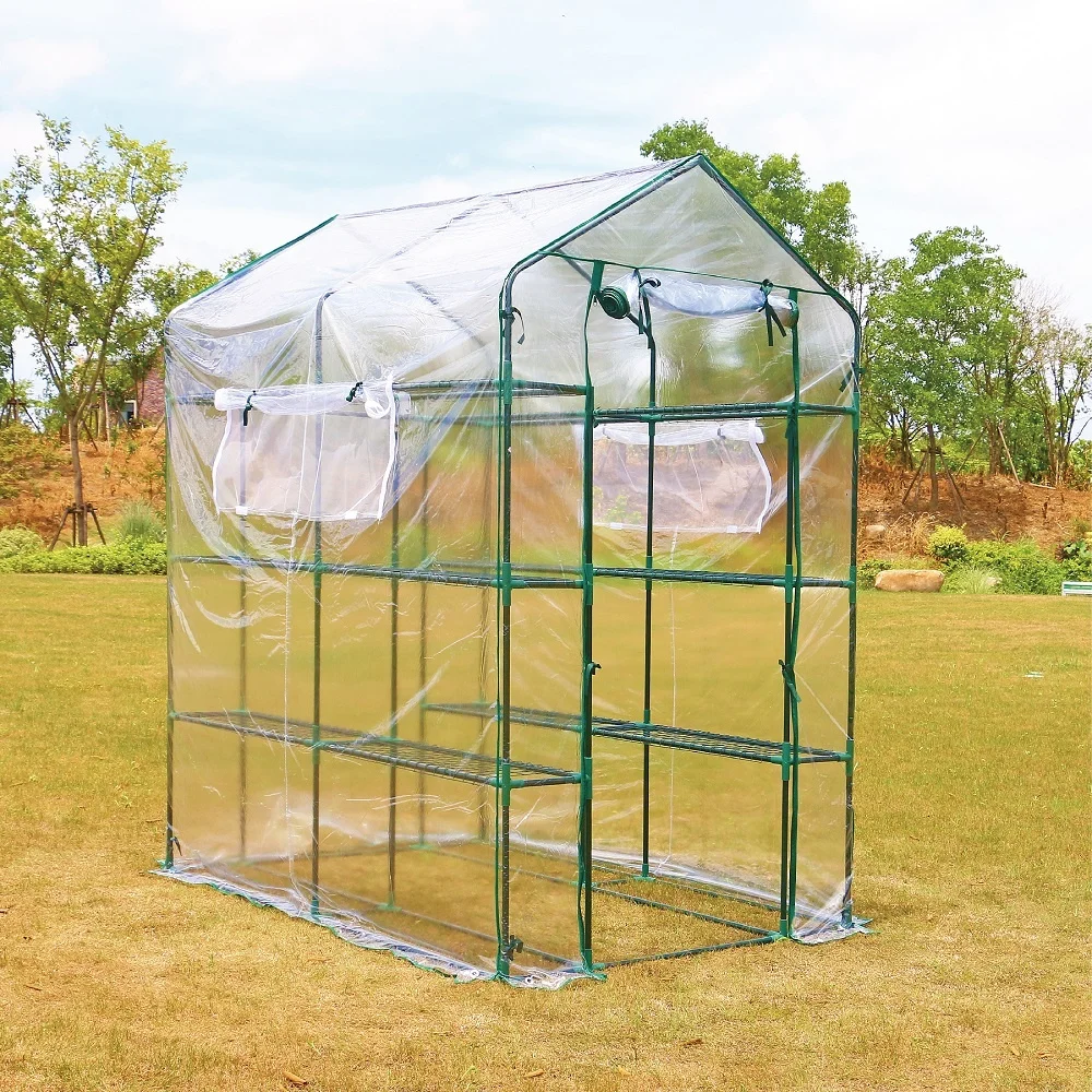 3 Tier Garden Backyard Walk In Mini Portable Green House Kit Plastic PVC Cover Greenhouses