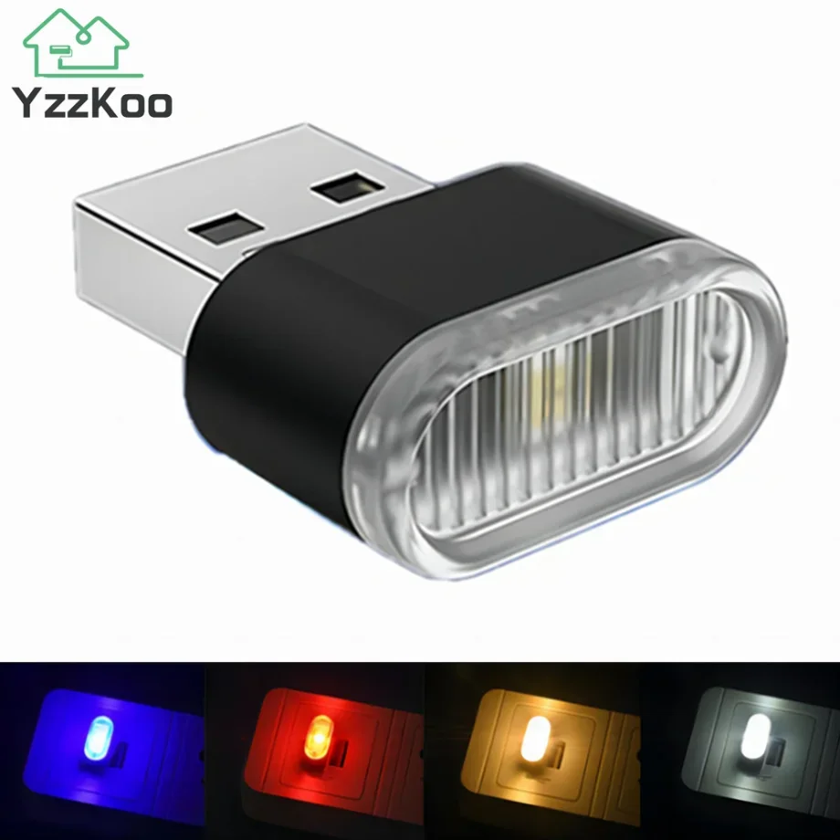 Car Mini USB LED Atmosphere Lights Car Interior Neon Decorative Lamp Emergency Lighting Universal PC Portable Plug and Play