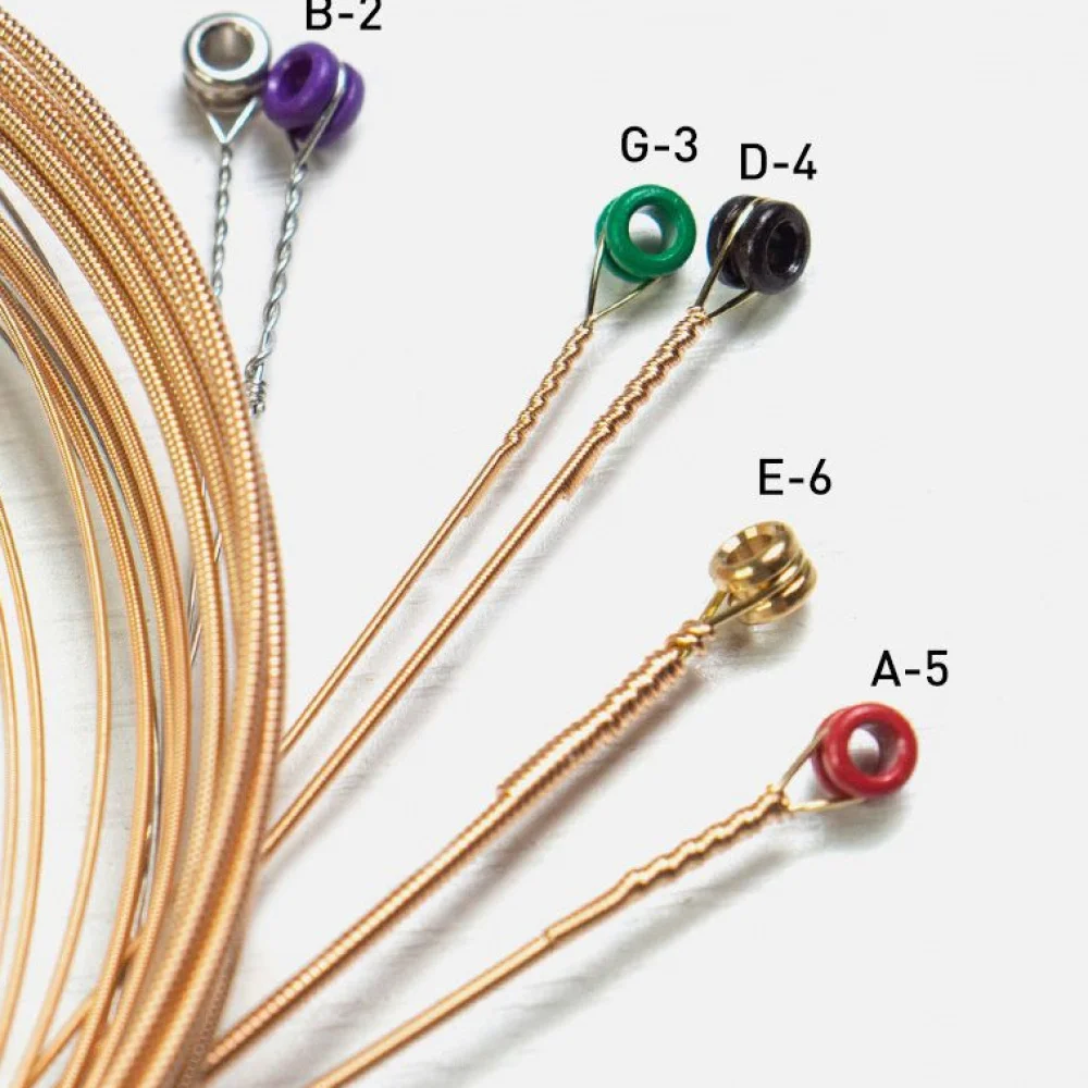EXP16 Acoustic Guitar Strings, Coated Phosphor Bronze.012-.053 Light Gauge, 6 Strings Set, Color Coded Ball Ends, Anti-Rust Coat