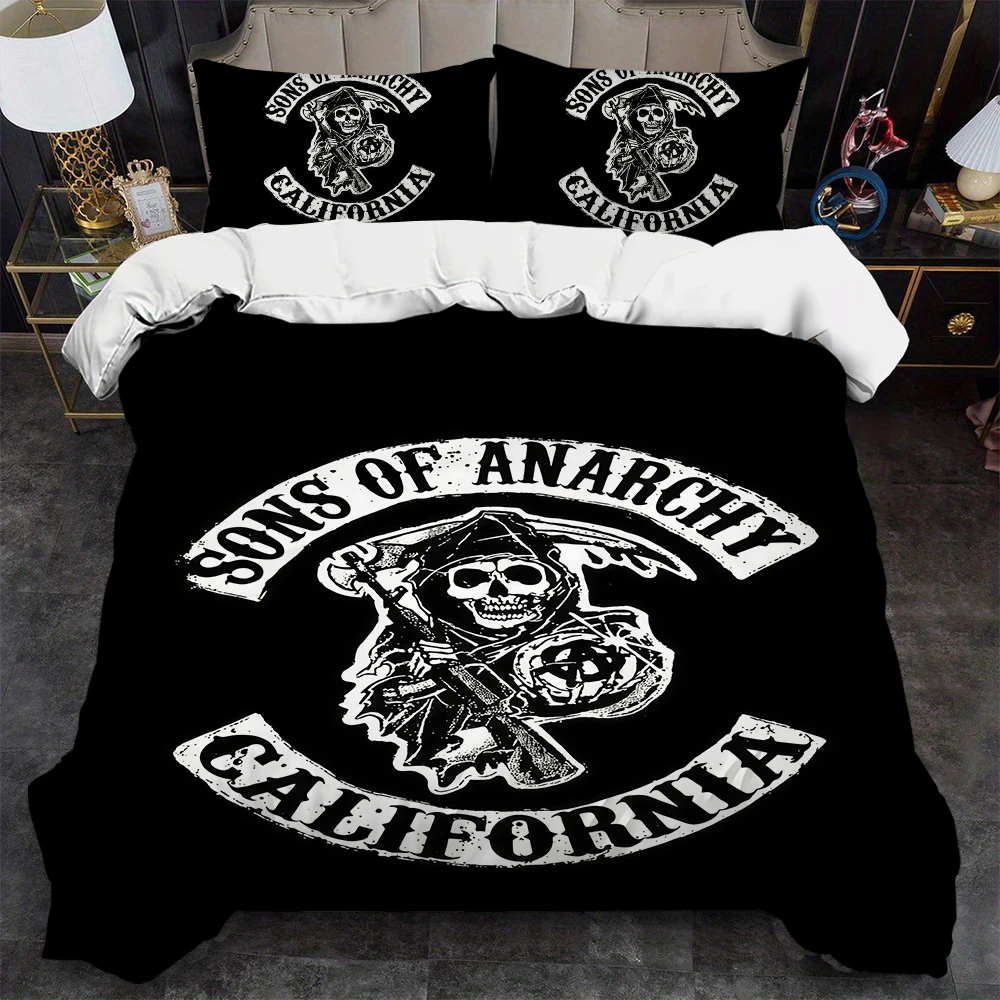 S-Sons of Anarchy Duvet Cover Set Home Style Bedding Soft Laundry Cotton Bed 3 Piece Set Student Dormitory Gift