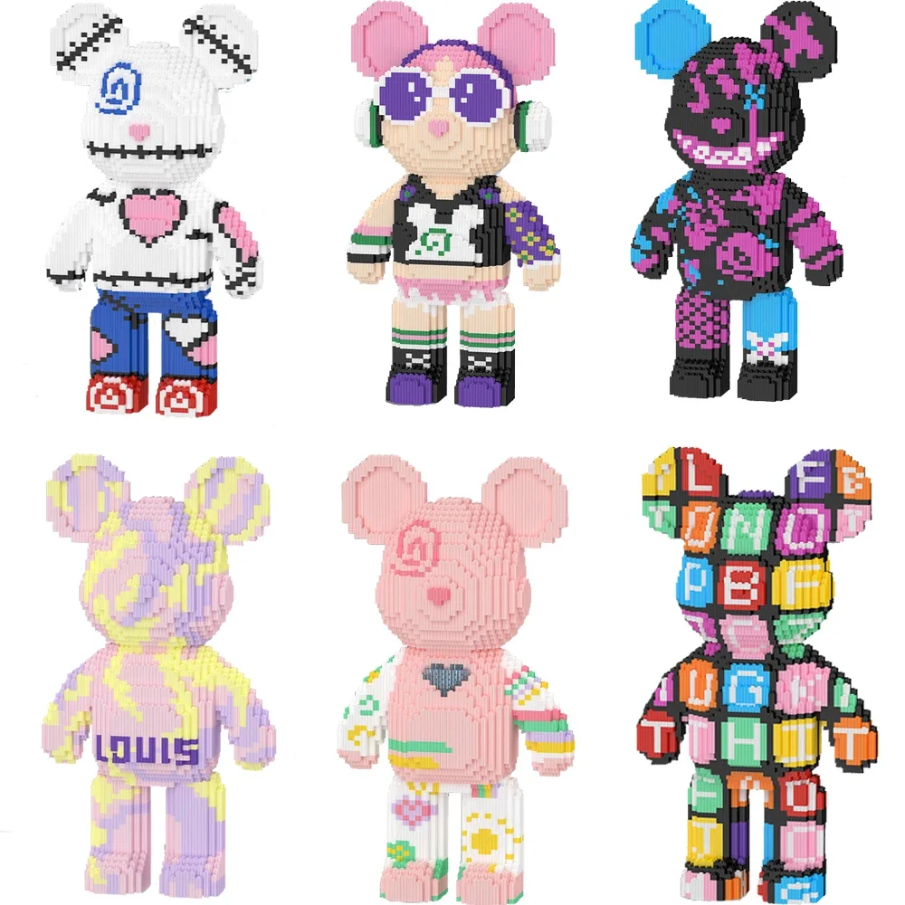 

Funny Fluid Art Bear Building Blocks Kawaii Violent Bear Half Anatomy Animal Figure Model Mini Bricks Toys for Birthday Gift