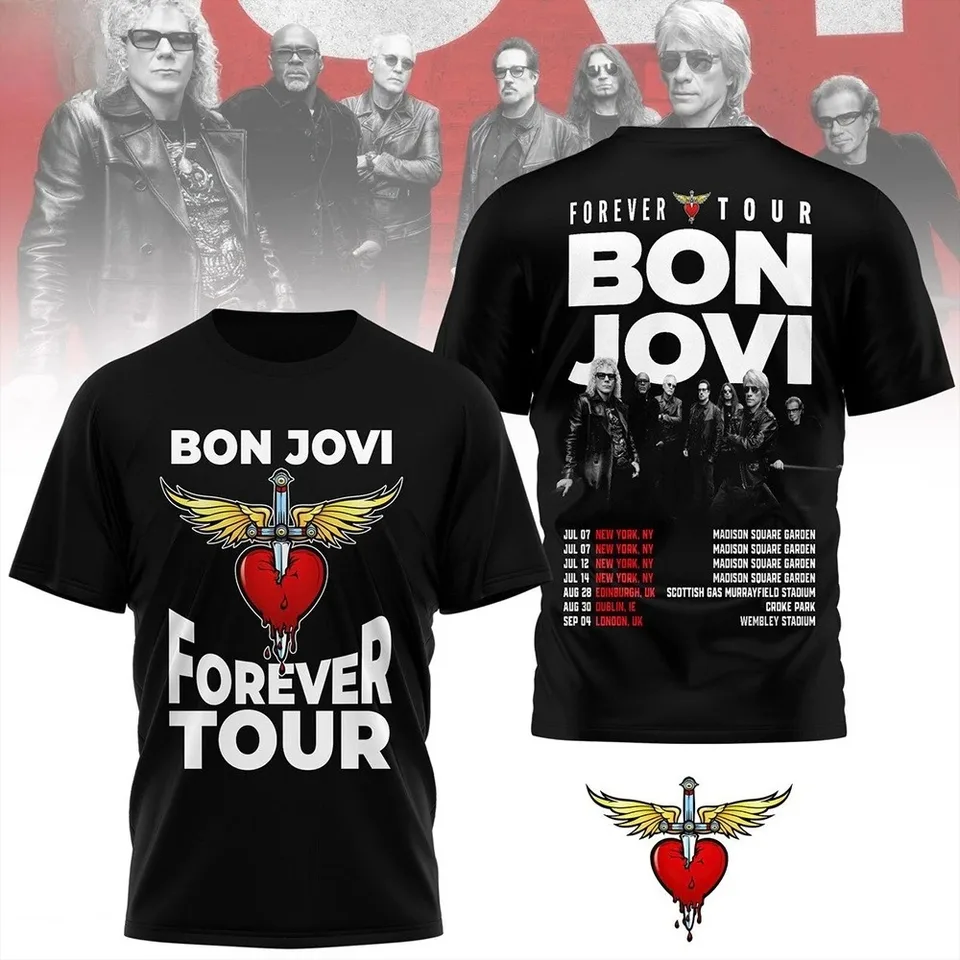 Y2K❕VINTAGE✌Jon Bon Jovi 半袖Tシャツ バンド　XL Bon Jovi Forever Tour T-shirt Cotton Men Women Unisex Oversized O