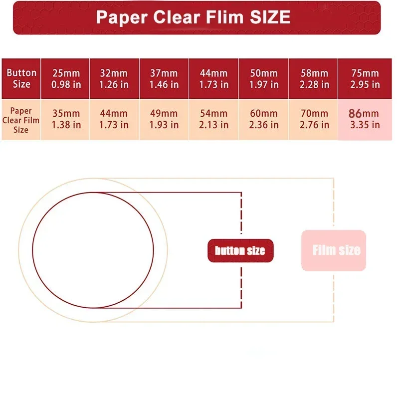 500 PCS Round Badge Transparent Protective Film 25/32/37/44/50/56/58/75MM Polyester PET Film for Round Badge Button Production