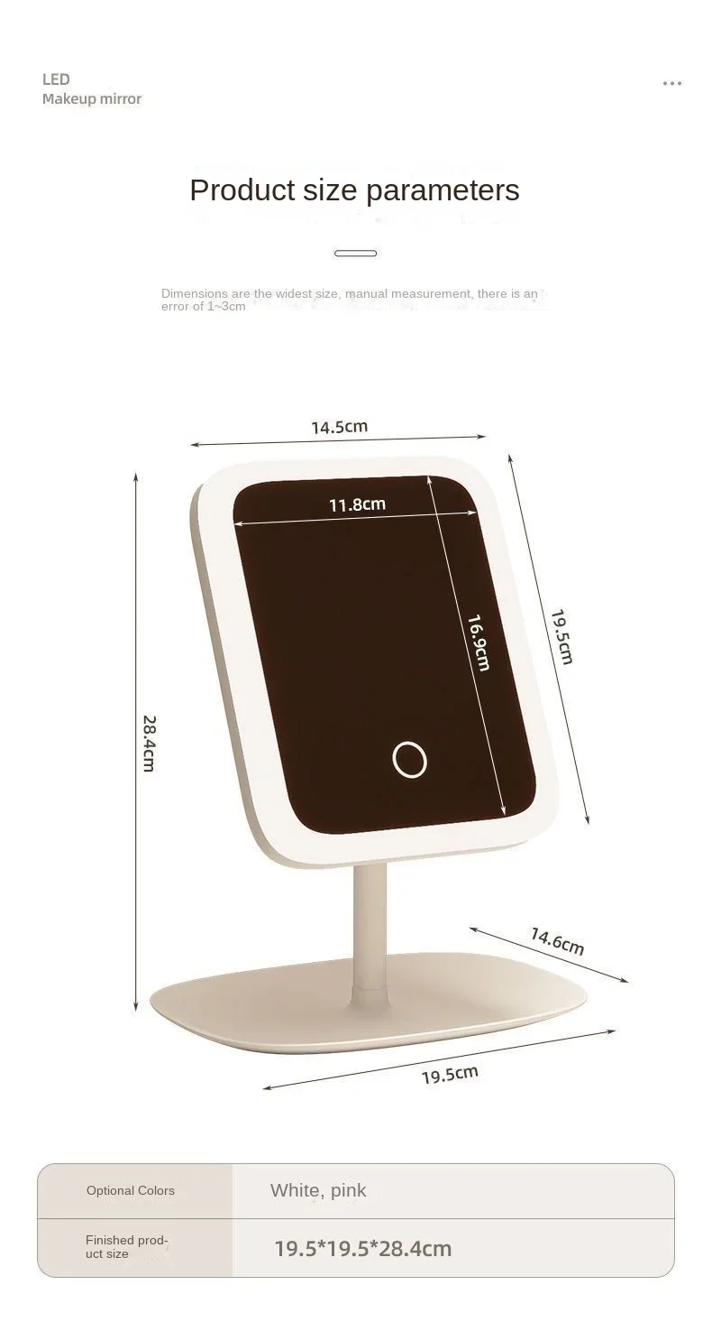 Touch Sensitive USB Rechargeable LED Vanity Mirror Multi Adjustable Lights Portable Cosmetic Mirror for Trip Home Beauty Makeup image 5