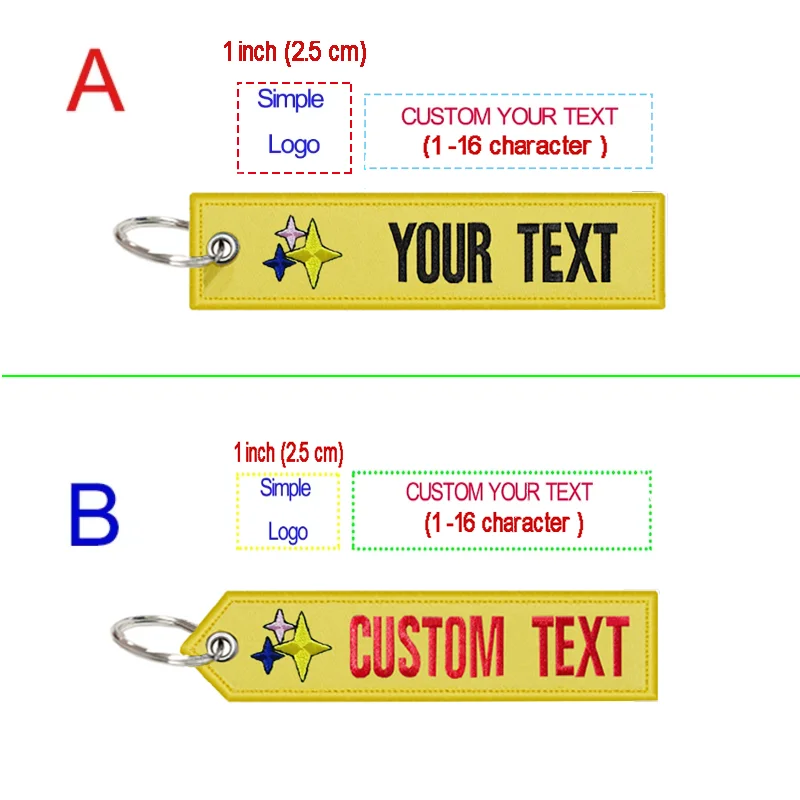 Personalized Custom embroidered text simple logo key chain