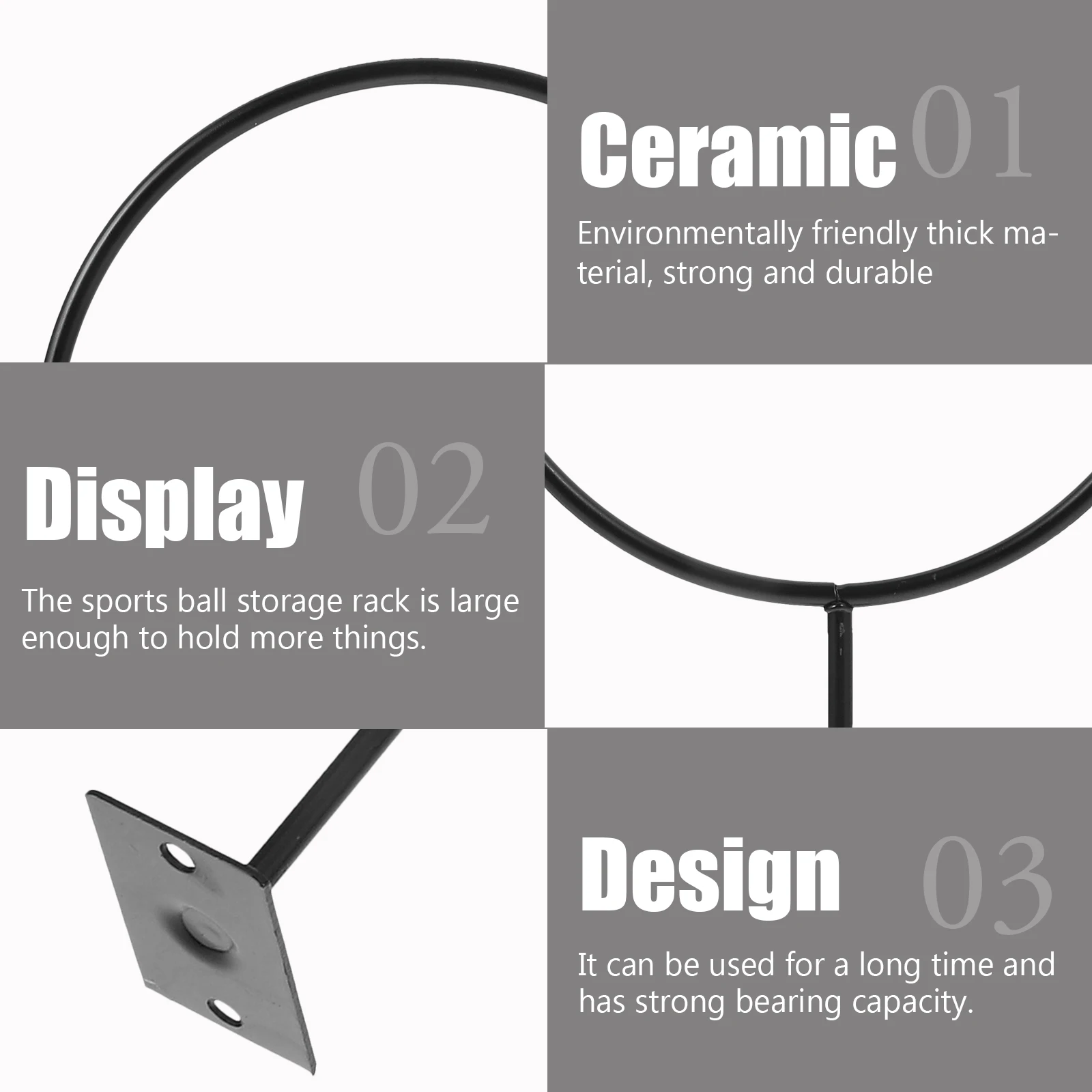 5개입 블랙 벽걸이형 볼 랙 두꺼운 철제 스포츠 볼 홀더 농구 축구 배구 메디신 볼 운동용