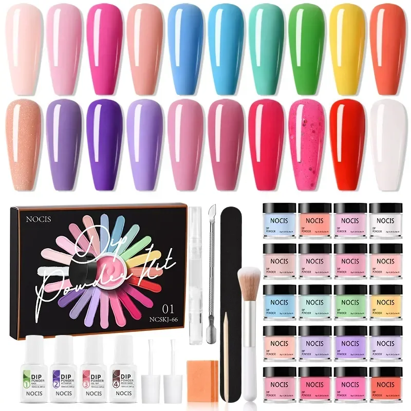 

Icey Beauty 30pcs Dip Powder Nail Kit 20 Colors Acrylic Dipping Powder with Essential Liquid Set Top/base Coat Activator Brush