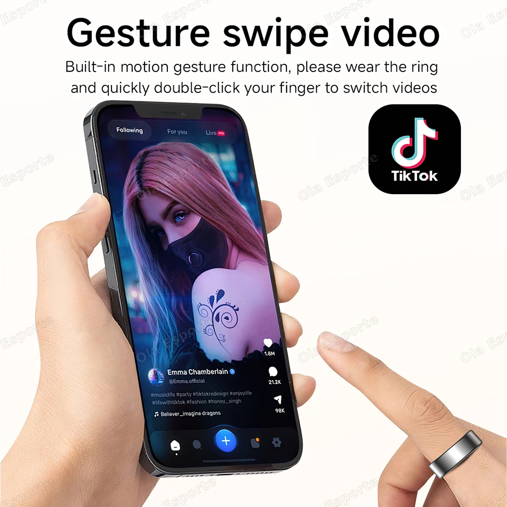 แหวนสมาร์ทใหม่พร้อมเคสชาร์จหรือชาร์จแบบแม่เหล็ก, วัดอัตราการเต้นของหัวใจ วัดออกซิเจนในเลือด, กันน้ำ 5ATM สำหรับโทรศัพท์ Android และ iOS