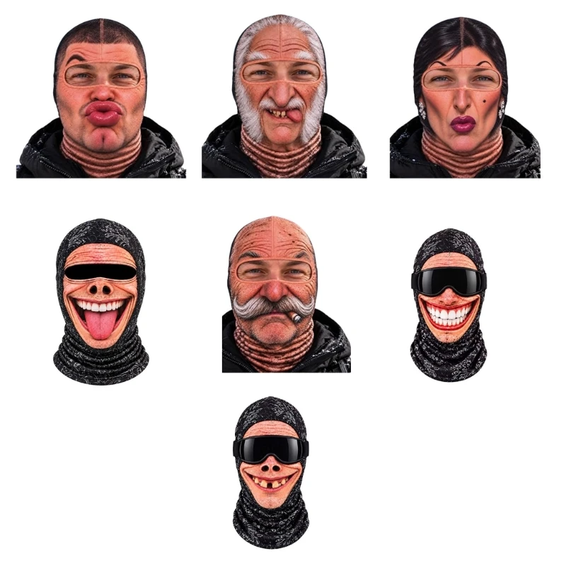 Realistic Printed Face Mask Balaclava, Pull-On Head and Face Covering for Costume Play, Winter Outings, and Creative Photos Y08E