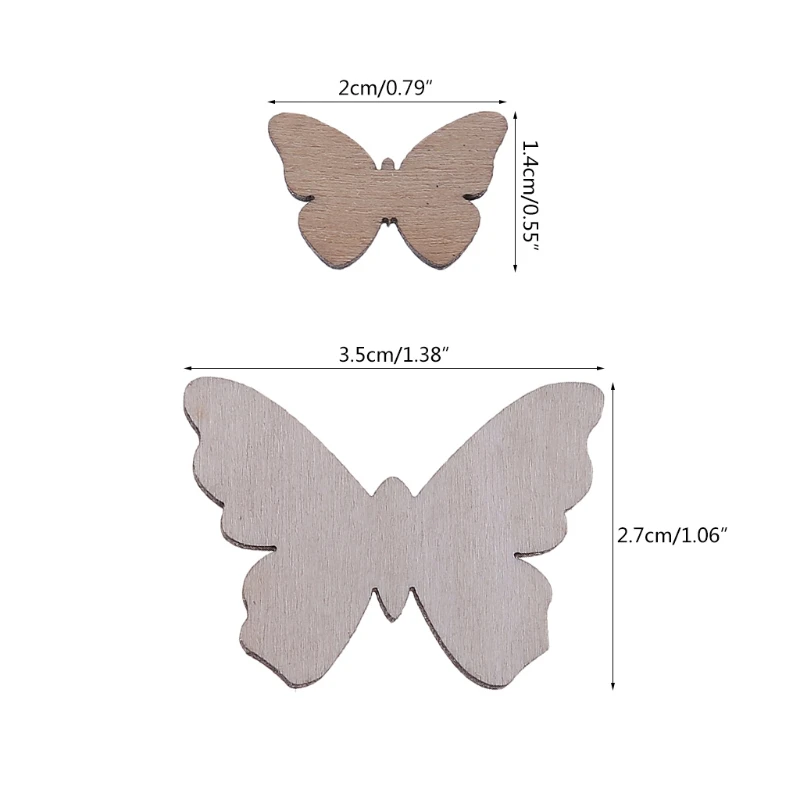 50Pcs/Bag Cut Butterfly Embellishment Wooden Craft Wedding Decor