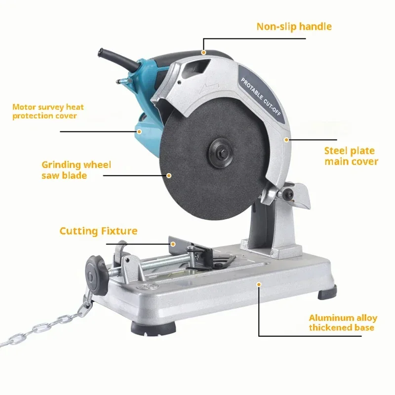 Profile Cutting Machine 220V 185mm Household Mini desktop aluminum steel wood Metal Multifunction Electric Cutting Saw(Blue)