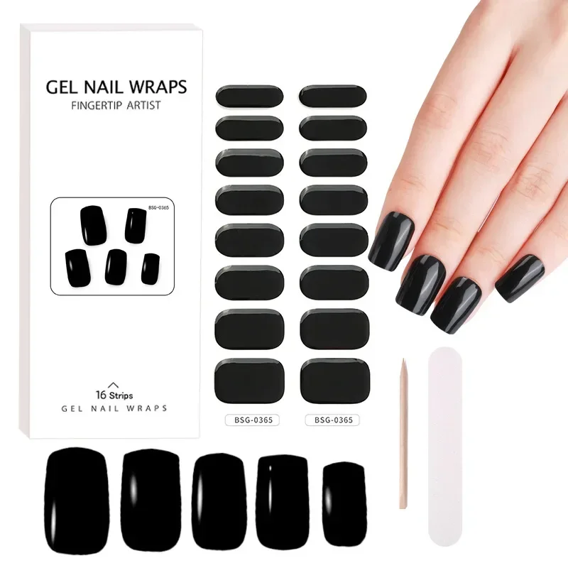 Gel Nail Enhancement Sticker Solid Color Scallion Powder UV Phototherapy 3D Stereo Semi curing Gel Nail Stcikers UV Lamp Need