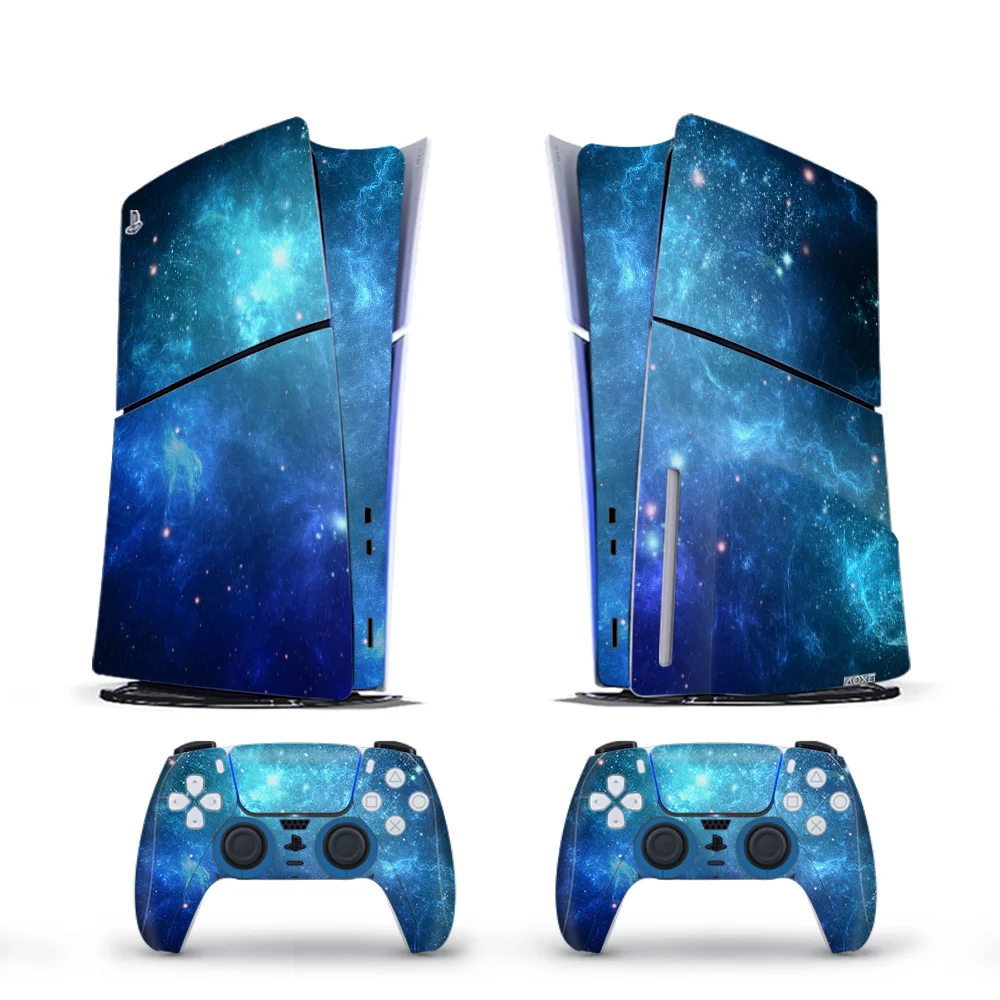 غطاء من الفينيل لوحدة التحكم PS5 Slim مكون من قطعتين من ملصقات Galaxy مجموعة أغطية وحدة التحكم لملحقات إصدار القرص PlayStation 5