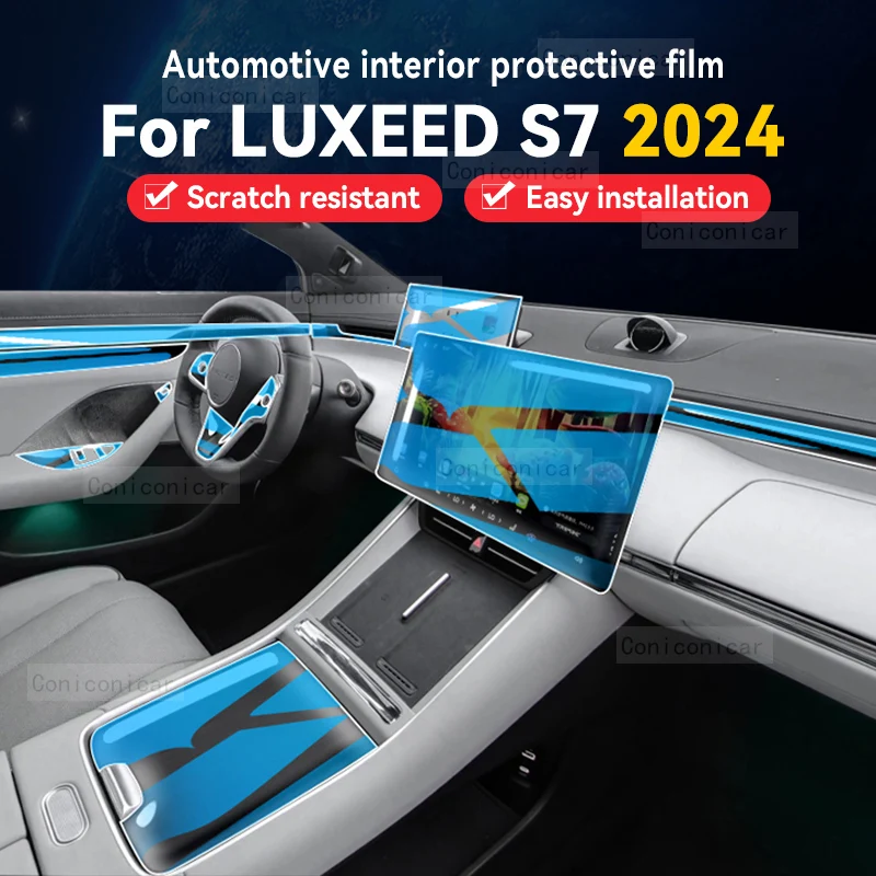 For Luxeed S7 2024 Car Gearbox Panel Film Dashboard Protective Sticker Interior Screen Anti-Scratch Film Accessories