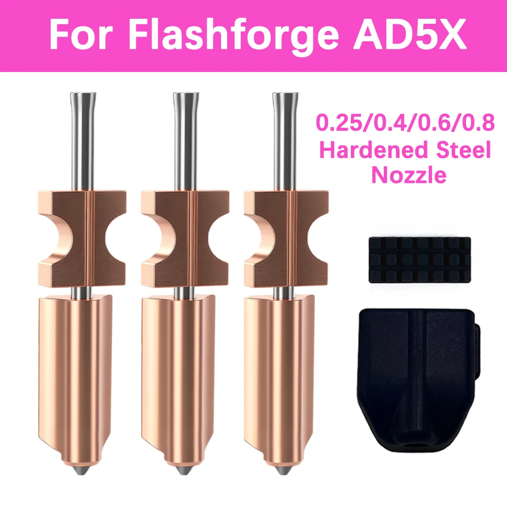 Quick-Swap Nozzle For Flashforge Adventurer 5X 0.25 0.4 0.6 0.8mm Hardened Steel Nozzles For FlashForge AD5X Hotend