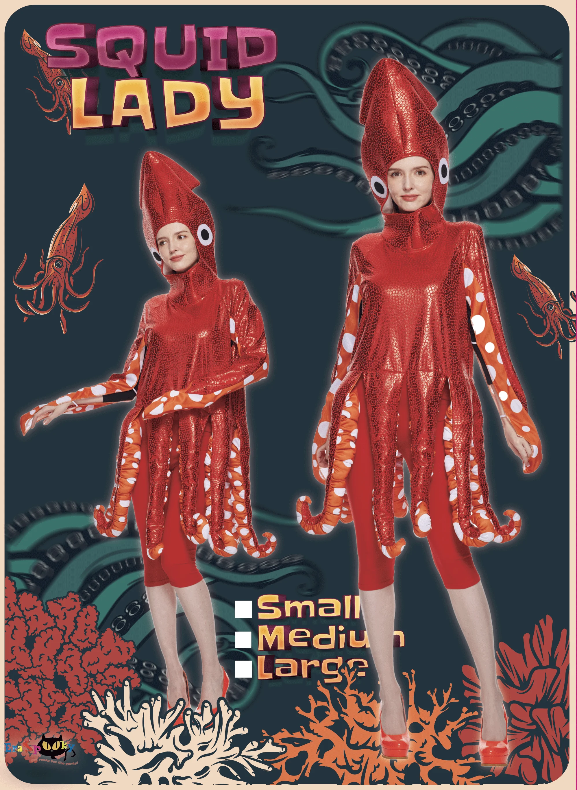 Combinaisons en éponge de poulpe rouge drôle, accessoires de fête de cosplay, olympiques d'animaux d'Halloween pour parents et enfants, robe de paupières de carnaval