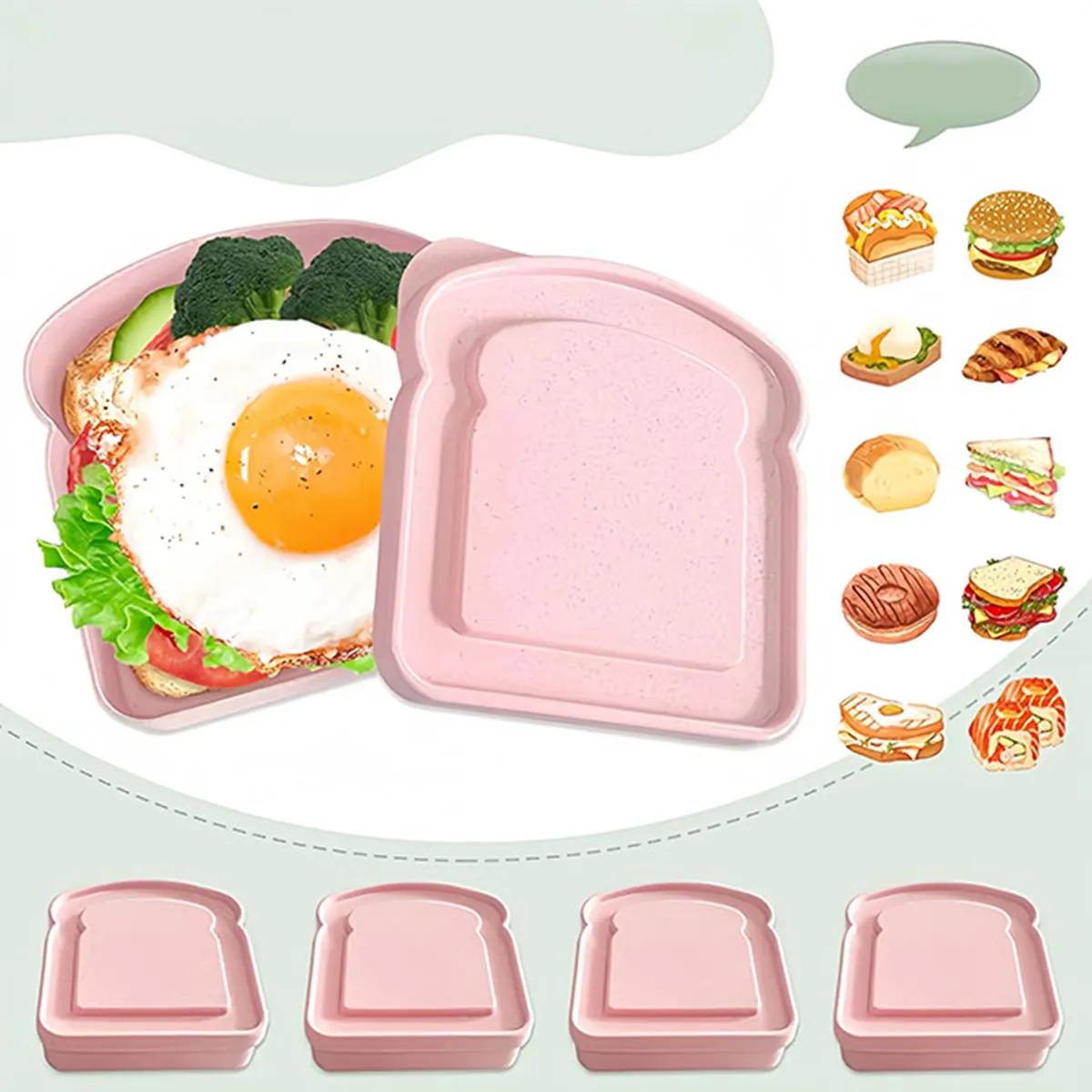 1pcs/4pcs Reusable Sandwich Holder  Dishwasher Safe Ideal for Meal Preparation Sandwich Container Storage