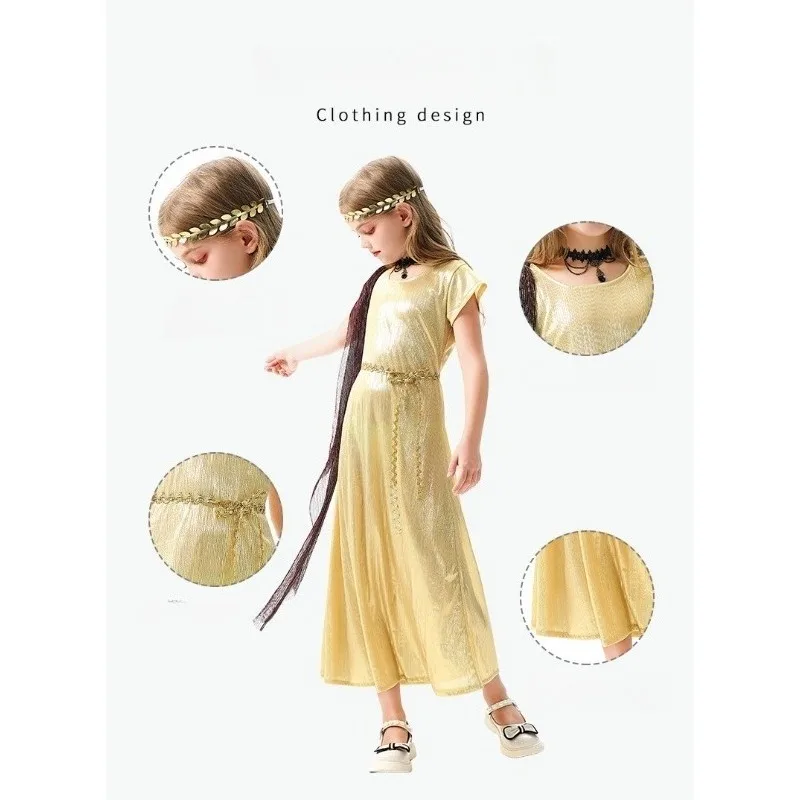 Girls New Cosplay Costume Medieval Retro Sleeveless Dress Accessories Suits Holiday Theme Party Role Playing Outfits
