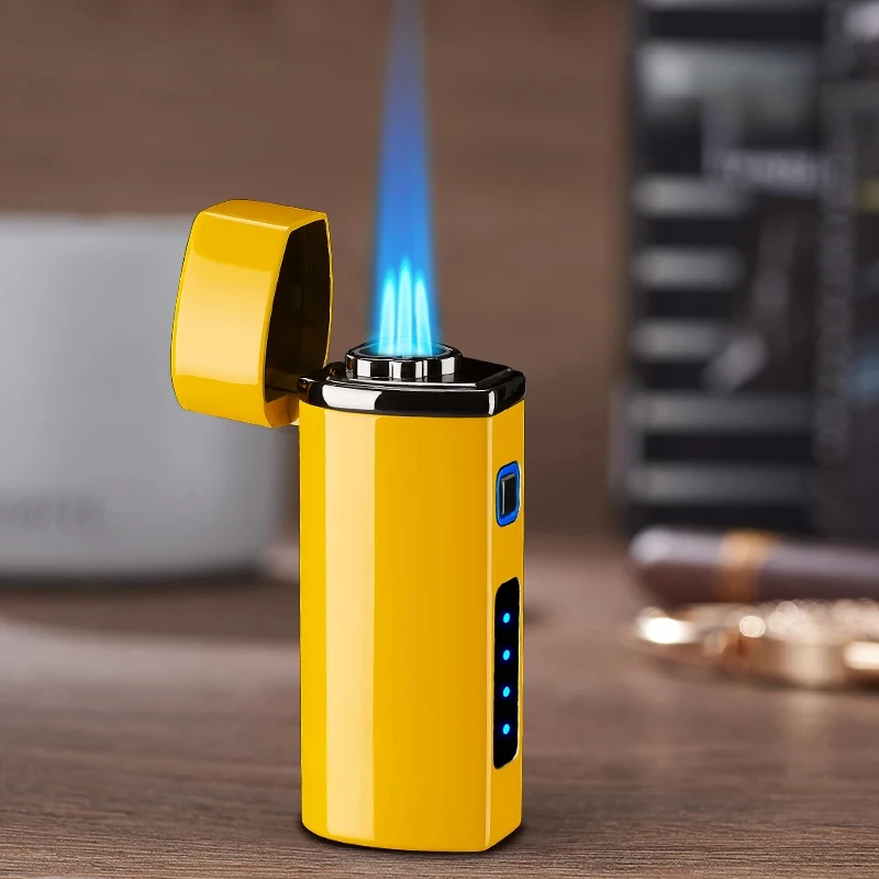 

Triple Torch Transom LED Jet Cigar Metal USB Lighter Three Nozzle Turbo Windproof Cigar Lighter Smoking Accessories Men‘s Gift