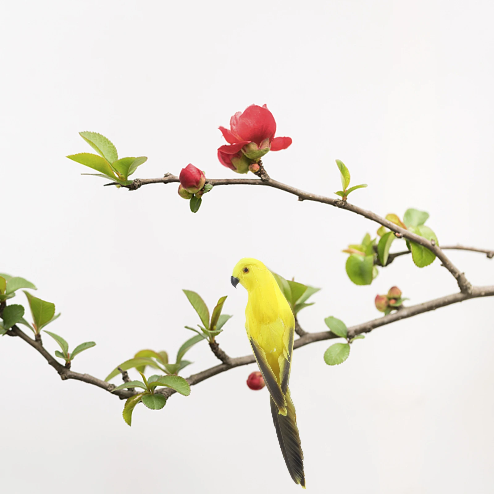 

Lifelike Parrot Models Artificial Birds Simulation naments Desktop Decor Yellow 10cm Foam Material Home Office Mini Garden