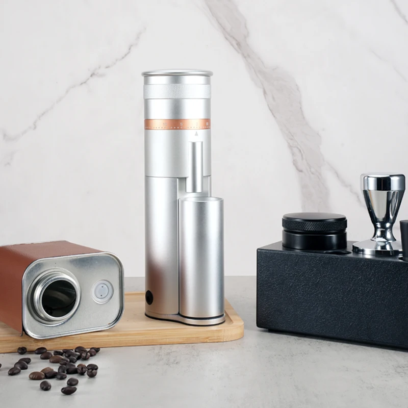 Electric Coffee Grinder 48MM Burr Stepless Fineness Adjustment Removable Magnetic Suction Port Black Gray Silver