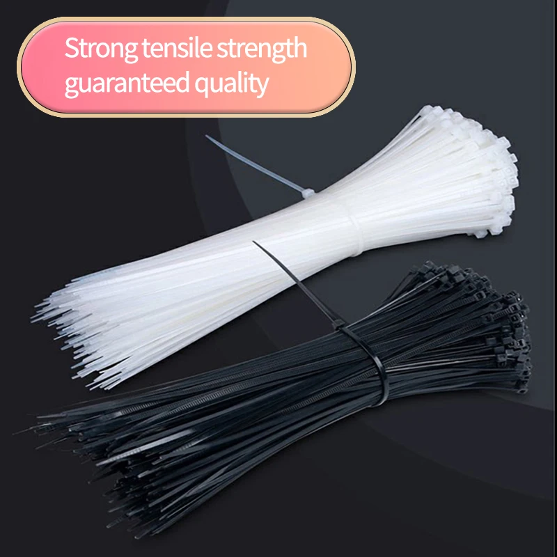 100 PCS Self-locking Plastic Nylon Tie Black Fastening Strap Cable-Tie-Set Cable Zip Tie Fastening Ring Zip Wraps Strap Tie - Detail 1