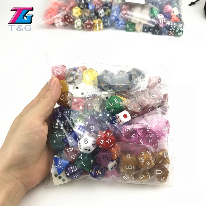 T&G Random Dice Wholesale Bulk Plastic Multi-sided 100pcs/set In Stochastic Color /style for Entertainment/Party Game/Gift