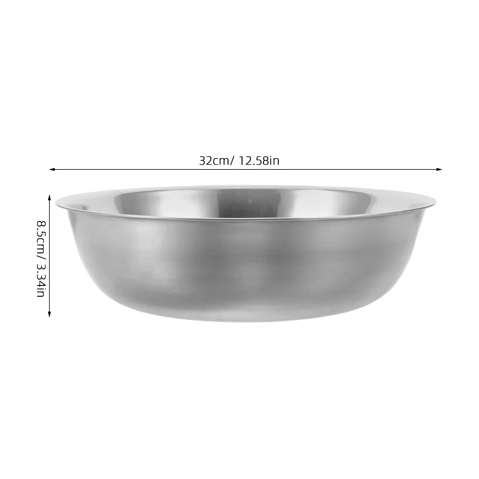 Stainless Steel Mixing Bowl Thickened Metal Vegetable Fruit Washing Basin 12.6in Round Multipurpose Kitchen Dough Kneading Salad