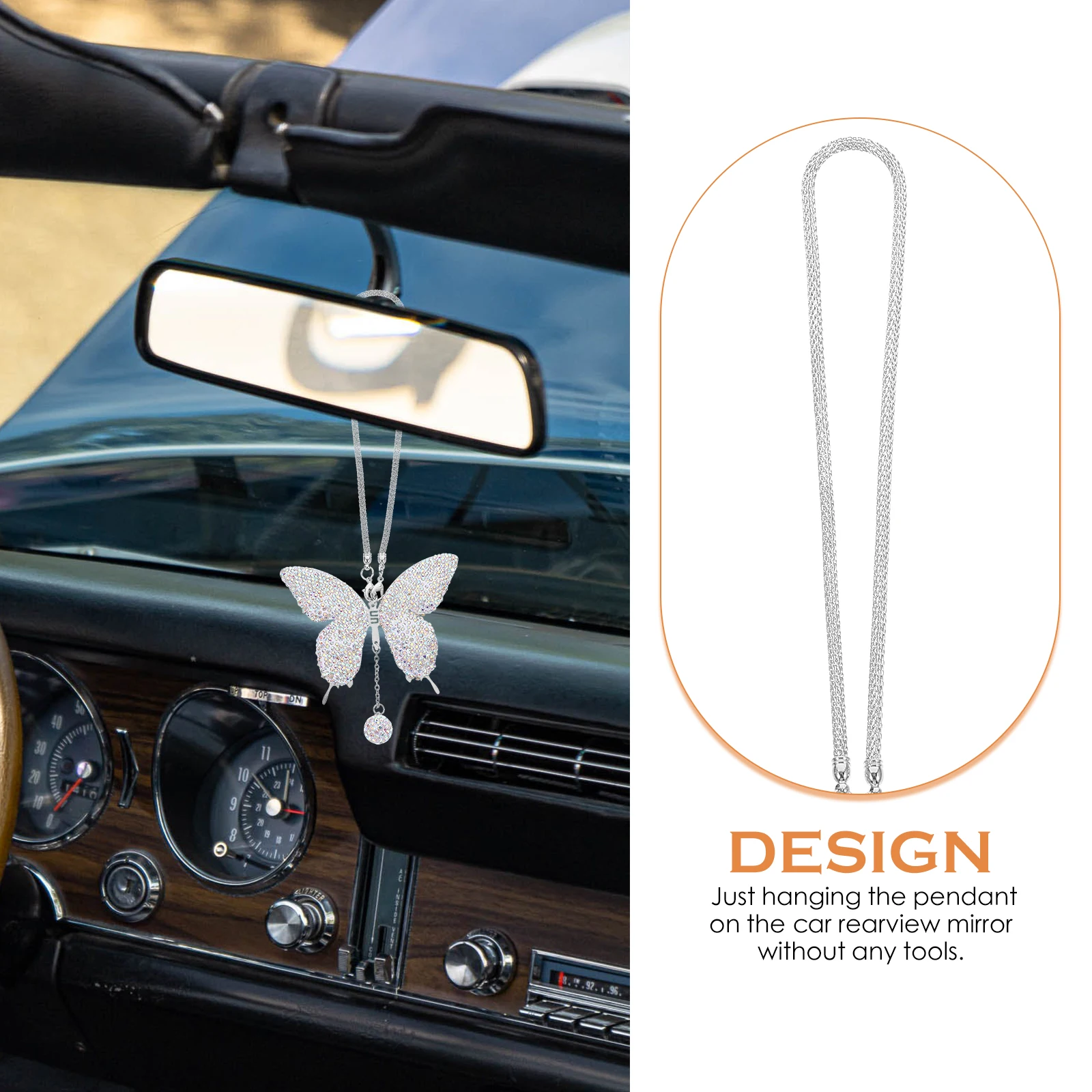 

Butterfly Pendant Car Decoration Gift Adorable Hanging Ornament Polymer Clay Accessories Rear View Mirror
