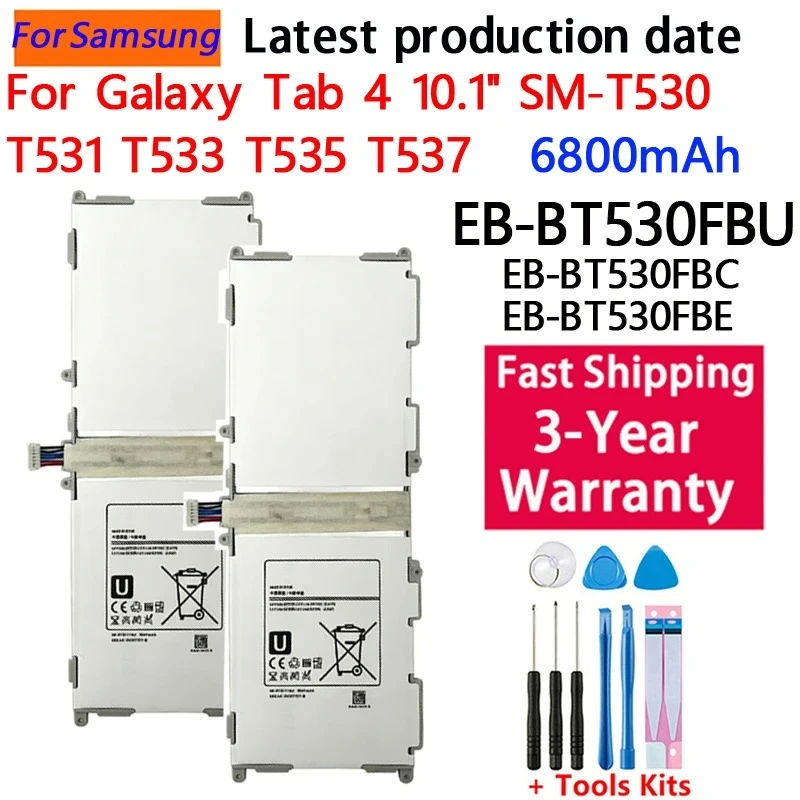 100% 6800mAh EB-BT530FBC EB-BT530FBE Battery For Samsung Galaxy Tab 4 10.1 SM-T530 T533 T531 T535 T537 EB-BT530FBU Tablet +Tools