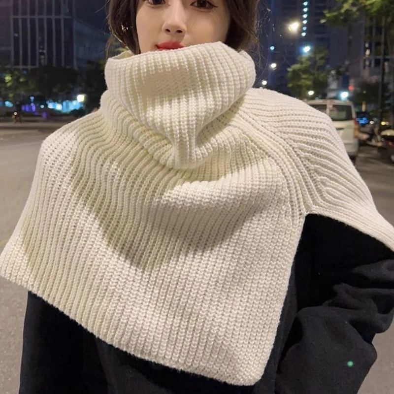 Pullover Scarf Knitted Shawl Winter Scarf False Collar Coat Bib Warm Scarf Turtleneck Slit Jumper Shawl Clothes Accessories