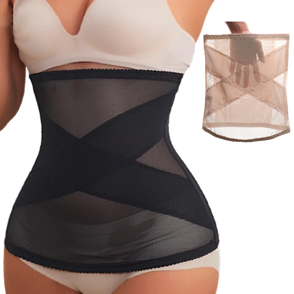 Mesh-Taillengürtel zur Taillenformung, Crossover-Bauch-Shapewear für Frauen, Modellierungsgurte, Kontrolle des Bauches, Schlankheitsgürtelformer