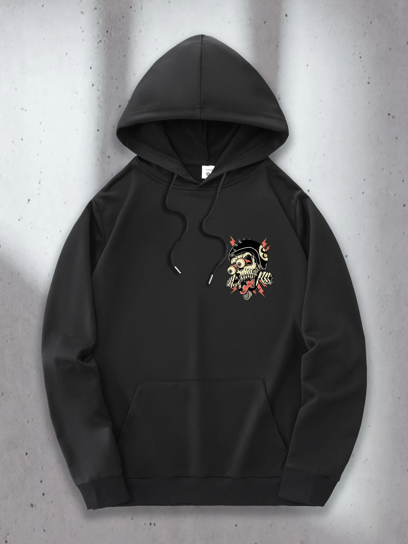 Sport Hooded Sweatshirt Men Retro Biker Skull Helmet Cartoon Print Pullover Autumn WinterCasualStreetwear tracksuit swag hoodie
