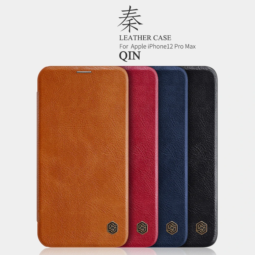 For iPhone 12 Pro Max Case Nillkin Qin Leather Case with Card Pocket Camera Protector Back Cover For iPhone 12 mini