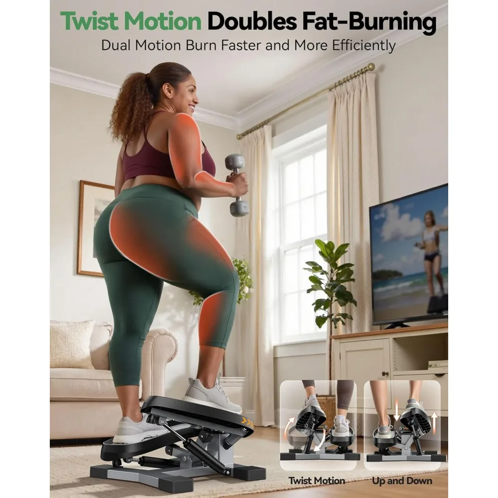 Twist Stepper/Mini Stepper,Steppers para hacer ejercicio en casa,Stepper de escaleras con bandas de resistencia para entrenamiento de cuerpo completo