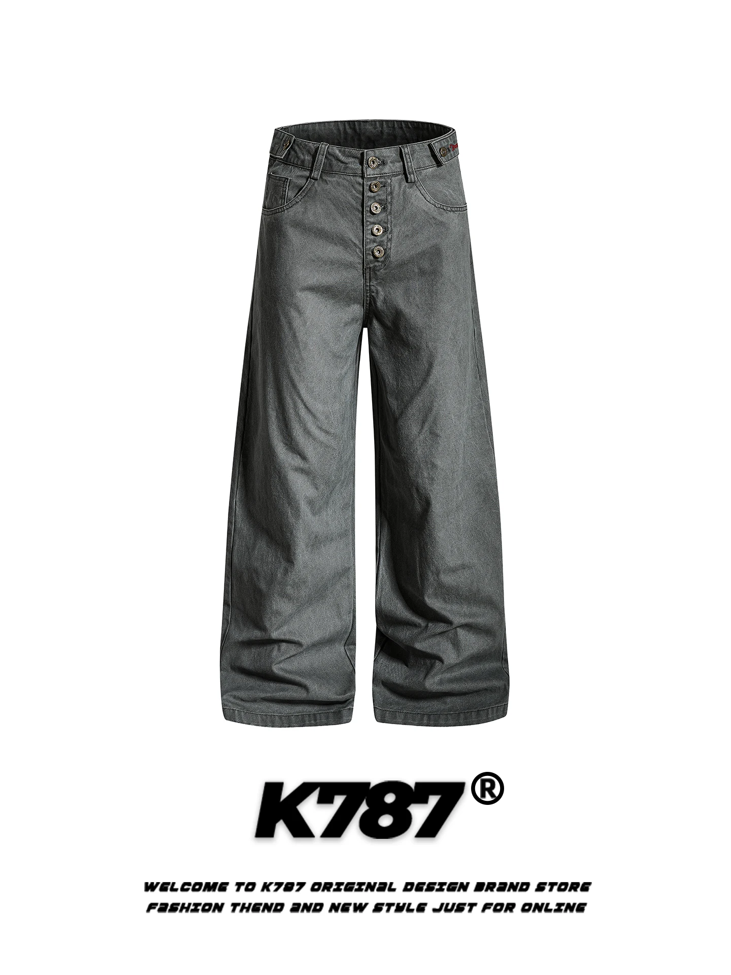 

K787 American Style Streetwear High Waist Casual Pants Men's And Women's Loose Fit Straight Leg Floor-Length Trousers