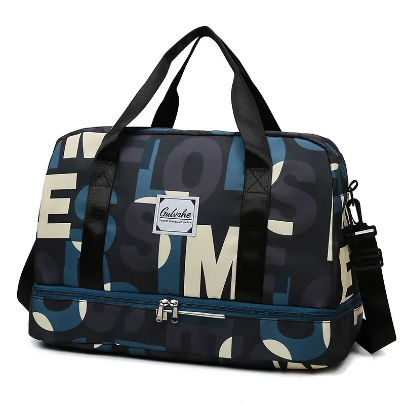 Новая сумка для фитнеса, новинка 2025, простая модная повседневная портативная дорожная сумка с буквенным принтом для йоги, большая вместительная сумка для багажа