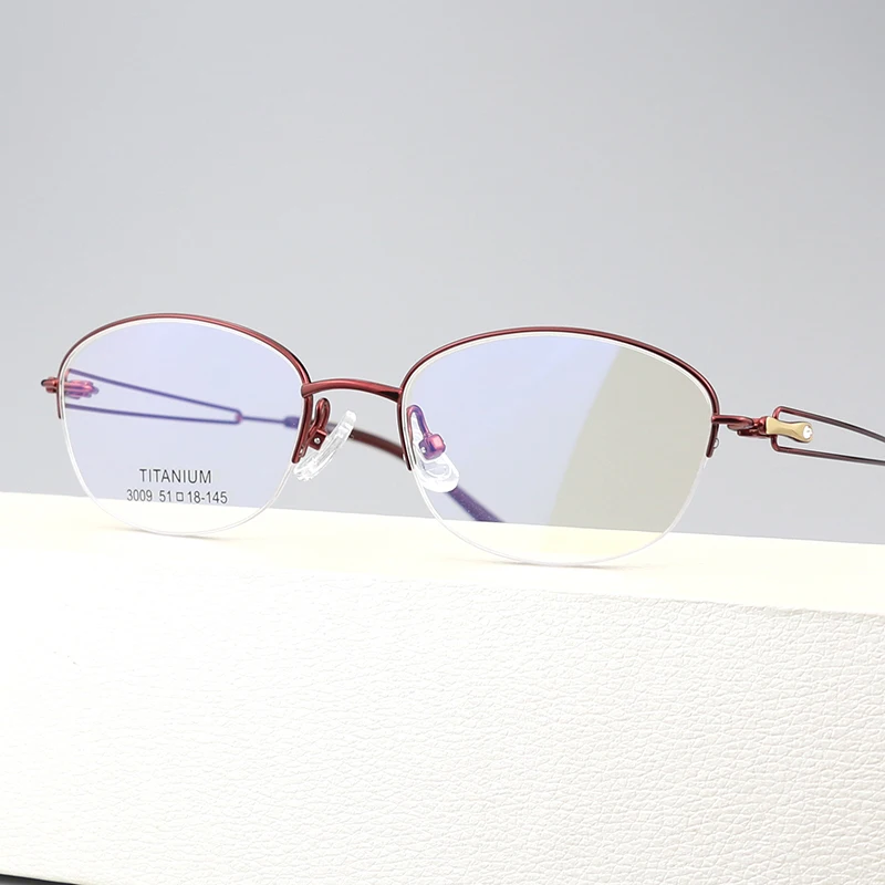 

Ultra-light Pure Titanium Rhinestones Glasses Female Half Frame Optical Myopia Glasses Women Jewellry Spectacles Frames Eyewear