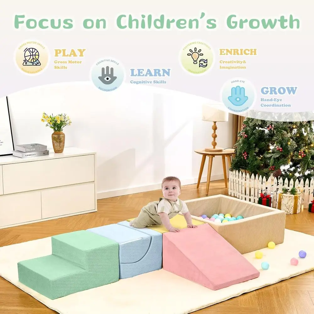 5-Piece Toddler Indoor Foam Climbing Set with Ball Pit (Balls Not Included)