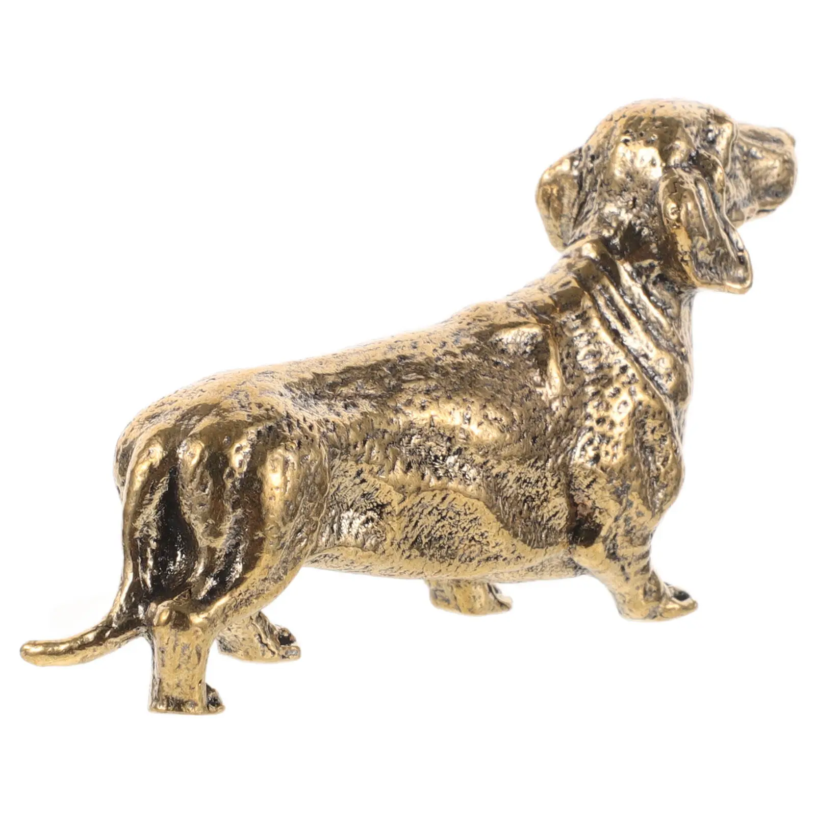 Mini Brass Dachshund Statue Vintage Dog Ornament Exquisite Detail Sturdy Desktop Decor Small Space Saving Animal Adornment