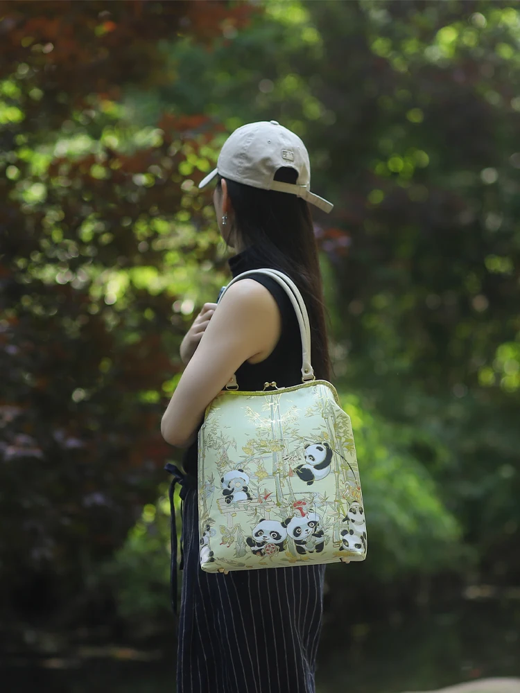 Bolso de mano de gran capacidad para mujer, bolsa de hombro de tela con asa de cuero, Material artesanal, novedad de 2024