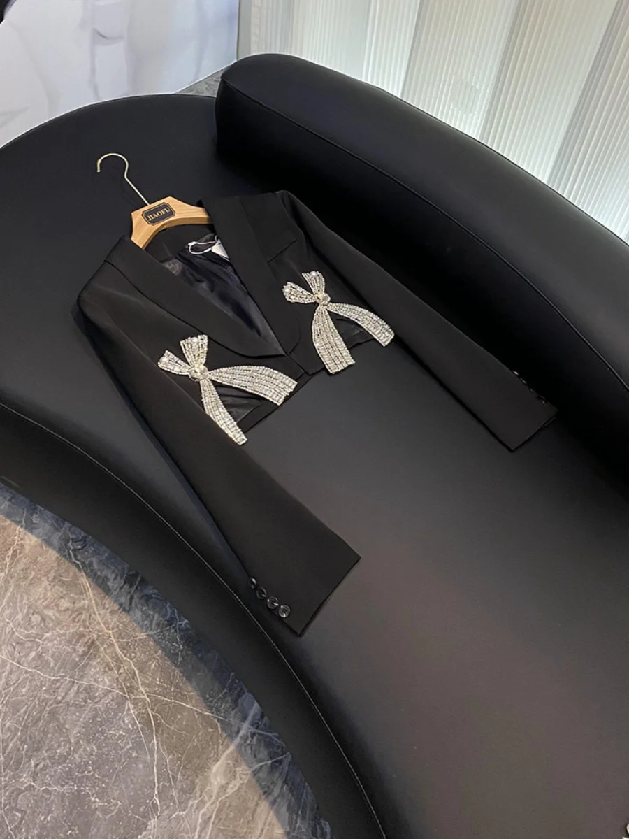 

Faionable Wind Tide Set, новинка 2025 года, костюм с украшением в виде ромбовидного банта, 39 лет, длинный свеч, ультра-одлина, цвет