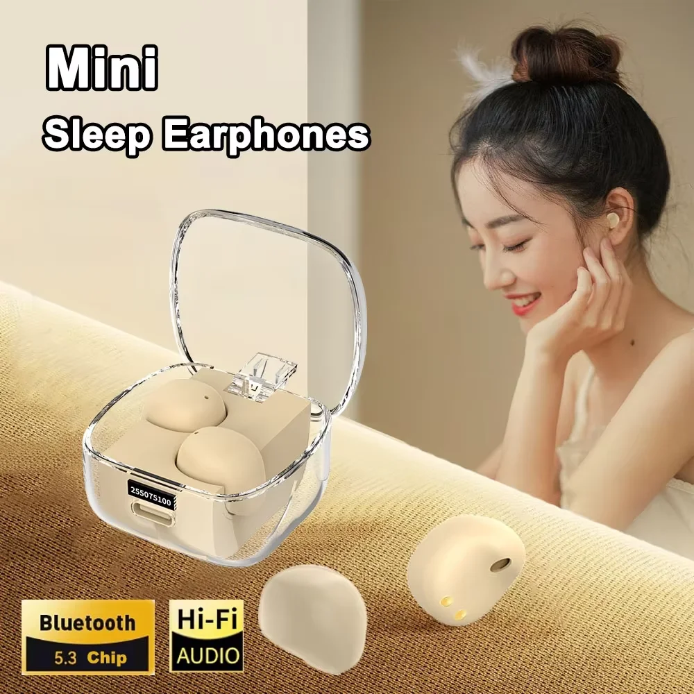 

Mini Gemstone Sleep Bluetooth Earphones Transparent Spacecraft In Ear Wireless Earbuds Bluetooth 5.3 Noise Reduction Headphones