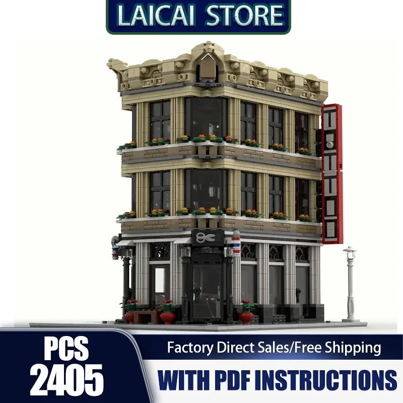 

Moc Building Blocks Tattoo & Barber Shop Model Technology City Street View Model Bricks DIY Assembly Toys Construstion Set Gift