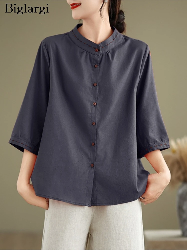

Oversized Summer Pink Shirts Women Floral Embroidery Fashion Casual Loose Ladies Blouses Short Sleeve Woman Shirt