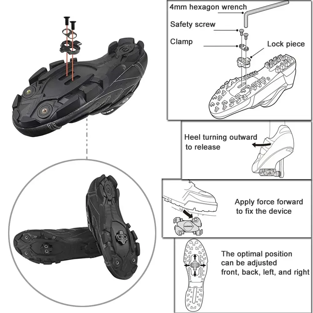 Bicycle Shoes Cleats for Shimano SH51 SPD MTB Cleats Multi-Release Bike Pedal Clips Shoes Clips Set Bicycle Accessories view 5