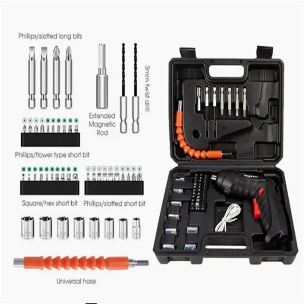 

47 Pieces 3.6V Electric Screwdriver Set 1800mAh Battery Powered Portable Cordless Power Screwdriver With LED Light Dropshipping