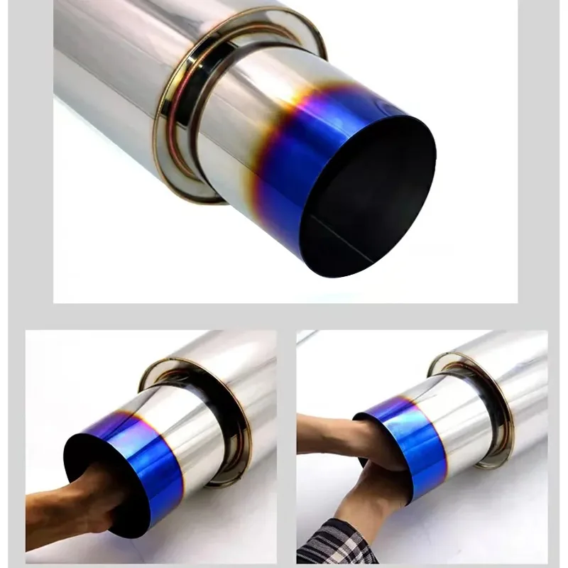 14mm/4.5in Universal Straight Drum Muffler Tail Pipe Stainless Steel Car Exhaust Pipe Japanese Style Auto Tuning Upgrade JDM